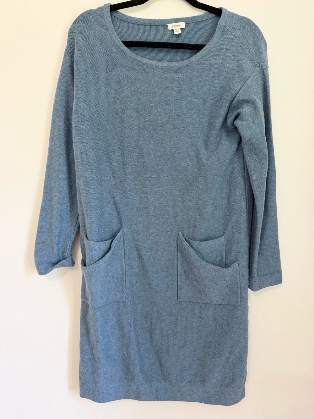 J.jill XS sweater knit dress crew pullover cashmere and cotton blend blue
